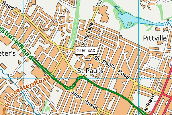 GL50 4AX map - OS VectorMap District (Ordnance Survey)