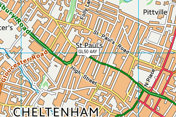 GL50 4AY map - OS VectorMap District (Ordnance Survey)