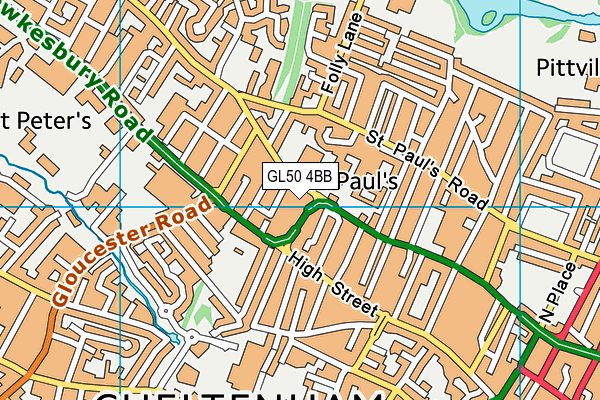 GL50 4BB map - OS VectorMap District (Ordnance Survey)