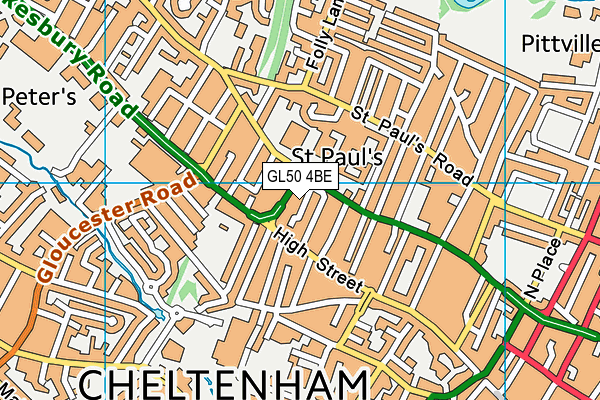 GL50 4BE map - OS VectorMap District (Ordnance Survey)