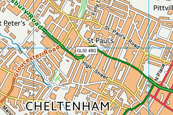 GL50 4BG map - OS VectorMap District (Ordnance Survey)