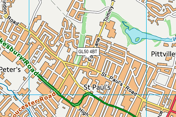 GL50 4BT map - OS VectorMap District (Ordnance Survey)