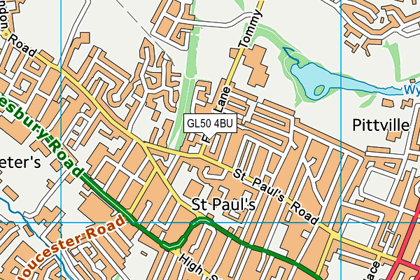 GL50 4BU map - OS VectorMap District (Ordnance Survey)