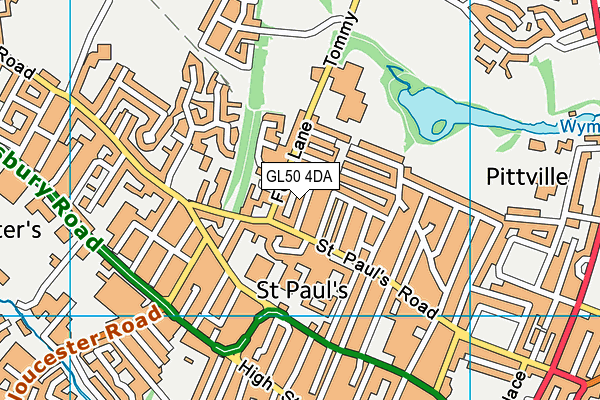 GL50 4DA map - OS VectorMap District (Ordnance Survey)