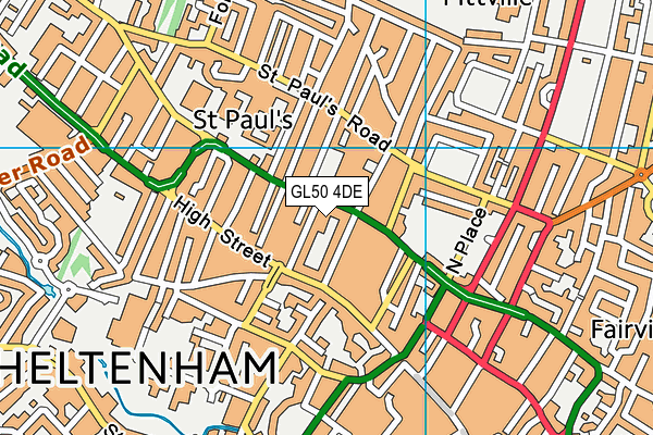 GL50 4DE map - OS VectorMap District (Ordnance Survey)