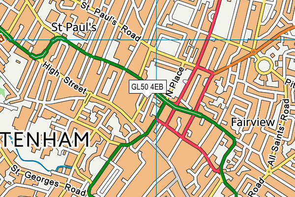 GL50 4EB map - OS VectorMap District (Ordnance Survey)