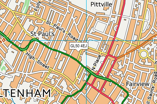 GL50 4EJ map - OS VectorMap District (Ordnance Survey)