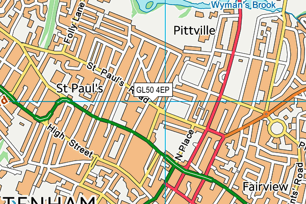 GL50 4EP map - OS VectorMap District (Ordnance Survey)