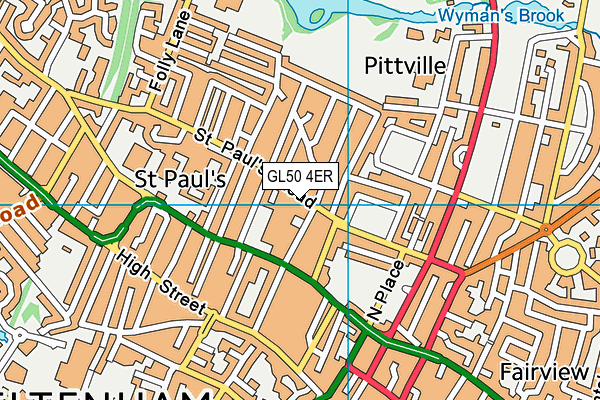 GL50 4ER map - OS VectorMap District (Ordnance Survey)