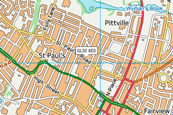 GL50 4ES map - OS VectorMap District (Ordnance Survey)