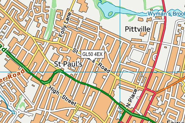 GL50 4EX map - OS VectorMap District (Ordnance Survey)