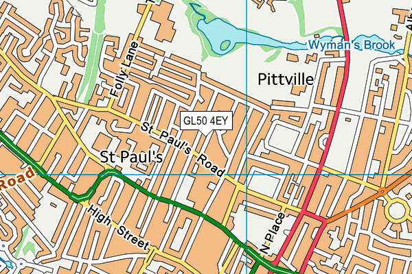 GL50 4EY map - OS VectorMap District (Ordnance Survey)