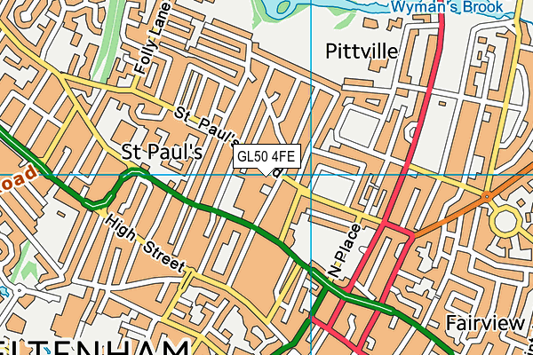 GL50 4FE map - OS VectorMap District (Ordnance Survey)