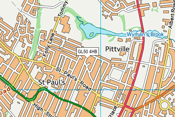 GL50 4HB map - OS VectorMap District (Ordnance Survey)