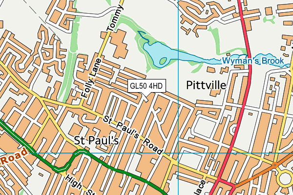 GL50 4HD map - OS VectorMap District (Ordnance Survey)