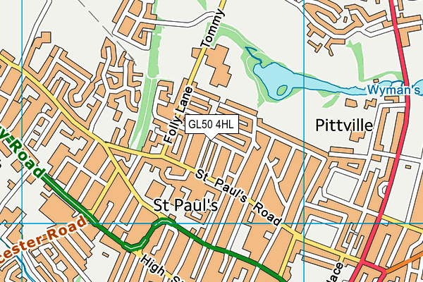 GL50 4HL map - OS VectorMap District (Ordnance Survey)