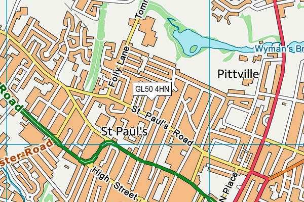 GL50 4HN map - OS VectorMap District (Ordnance Survey)