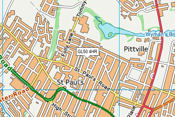 GL50 4HR map - OS VectorMap District (Ordnance Survey)