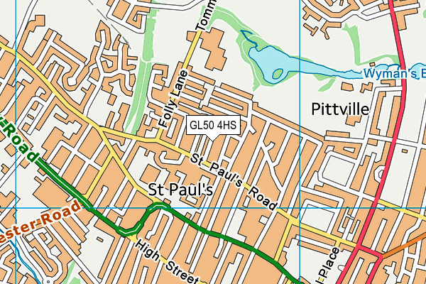 GL50 4HS map - OS VectorMap District (Ordnance Survey)