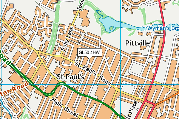 GL50 4HW map - OS VectorMap District (Ordnance Survey)