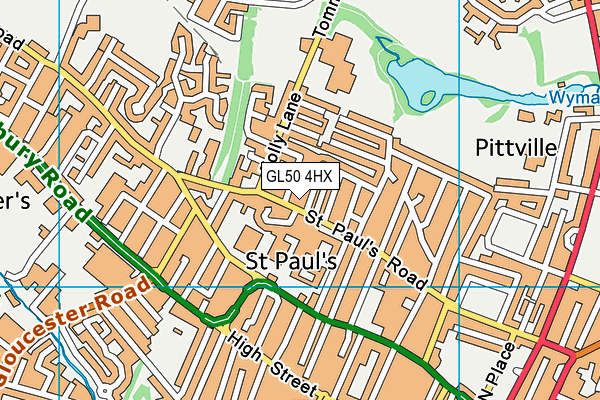 GL50 4HX map - OS VectorMap District (Ordnance Survey)