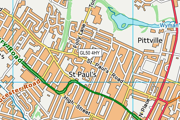 GL50 4HY map - OS VectorMap District (Ordnance Survey)