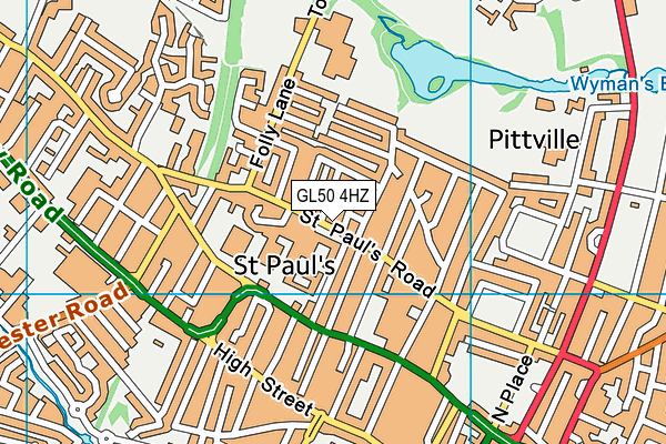 GL50 4HZ map - OS VectorMap District (Ordnance Survey)