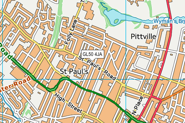 GL50 4JA map - OS VectorMap District (Ordnance Survey)