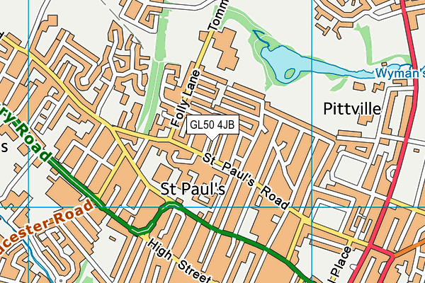 GL50 4JB map - OS VectorMap District (Ordnance Survey)