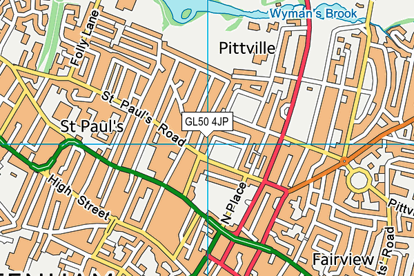 GL50 4JP map - OS VectorMap District (Ordnance Survey)