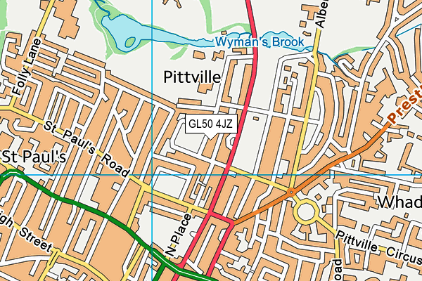 GL50 4JZ map - OS VectorMap District (Ordnance Survey)