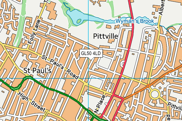 GL50 4LD map - OS VectorMap District (Ordnance Survey)