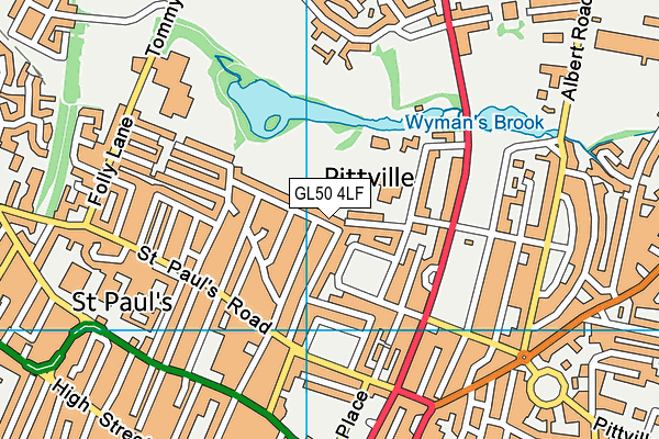 GL50 4LF map - OS VectorMap District (Ordnance Survey)