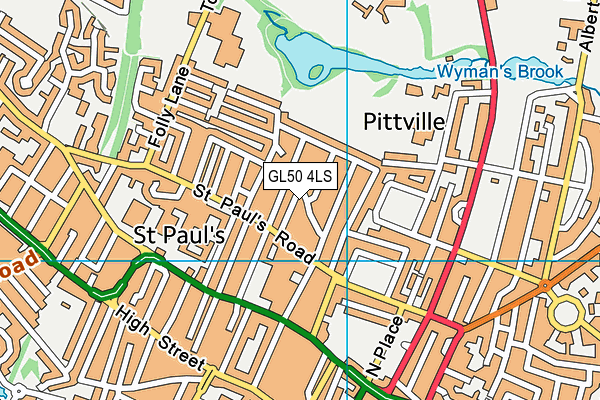 GL50 4LS map - OS VectorMap District (Ordnance Survey)