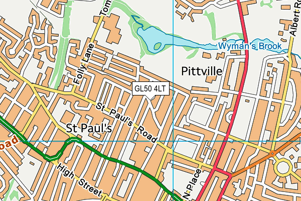 GL50 4LT map - OS VectorMap District (Ordnance Survey)