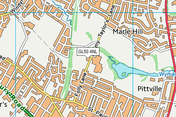 Prince Of Wales Stadium map (GL50 4NL) - OS VectorMap District (Ordnance Survey)