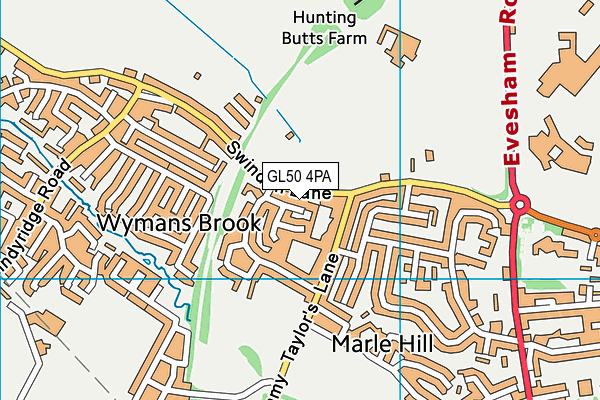 GL50 4PA map - OS VectorMap District (Ordnance Survey)