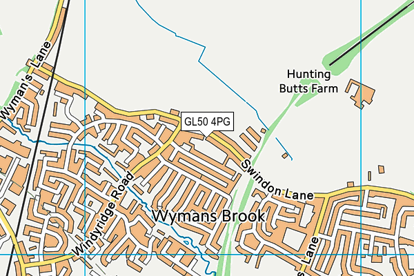 GL50 4PG map - OS VectorMap District (Ordnance Survey)