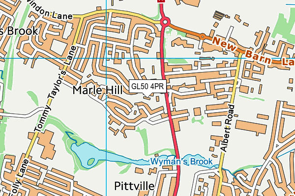 GL50 4PR map - OS VectorMap District (Ordnance Survey)