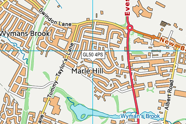 GL50 4PS map - OS VectorMap District (Ordnance Survey)