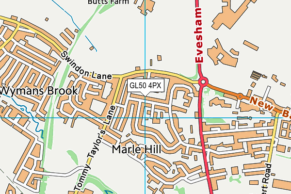 GL50 4PX map - OS VectorMap District (Ordnance Survey)