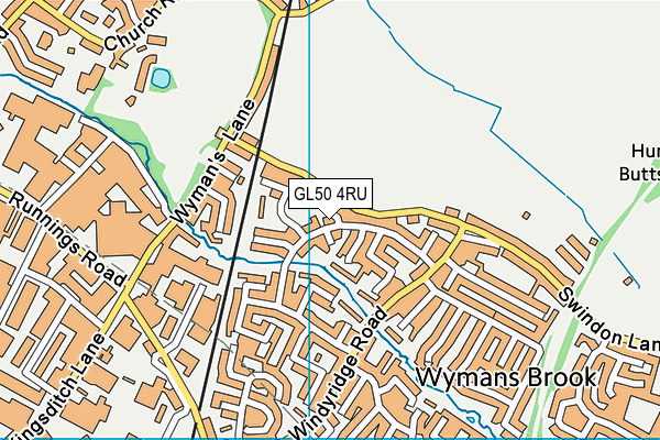 GL50 4RU map - OS VectorMap District (Ordnance Survey)