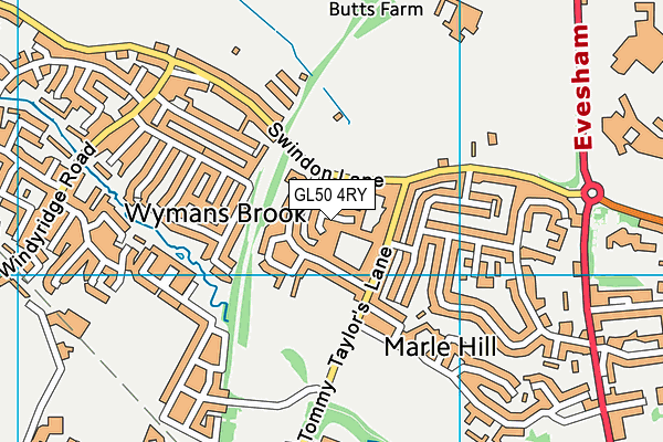 GL50 4RY map - OS VectorMap District (Ordnance Survey)