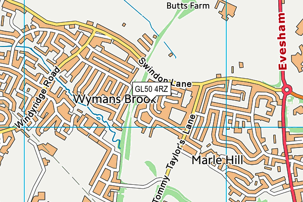 GL50 4RZ map - OS VectorMap District (Ordnance Survey)