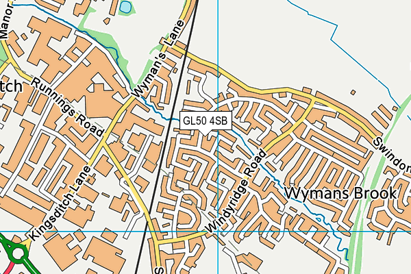 GL50 4SB map - OS VectorMap District (Ordnance Survey)