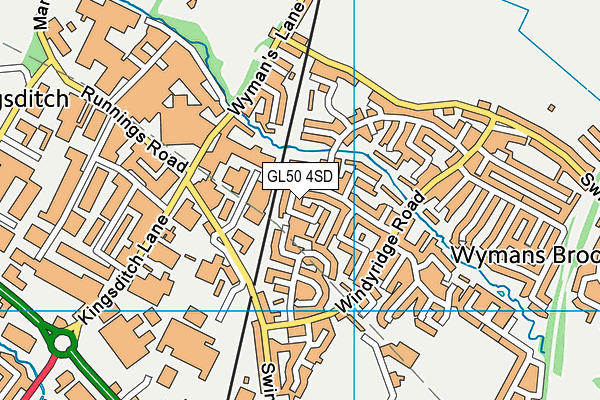 GL50 4SD map - OS VectorMap District (Ordnance Survey)