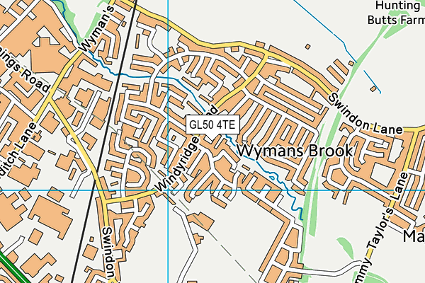 GL50 4TE map - OS VectorMap District (Ordnance Survey)