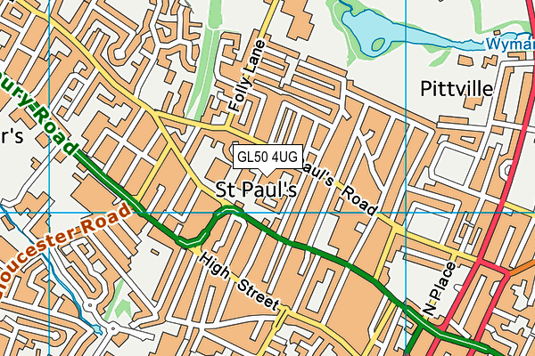 GL50 4UG map - OS VectorMap District (Ordnance Survey)