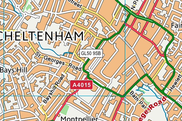 GL50 9SB map - OS VectorMap District (Ordnance Survey)