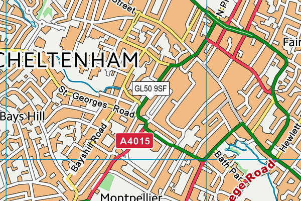 GL50 9SF map - OS VectorMap District (Ordnance Survey)